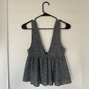 Urban Outfitters gray and black v-neck flowy tank top. Size Medium